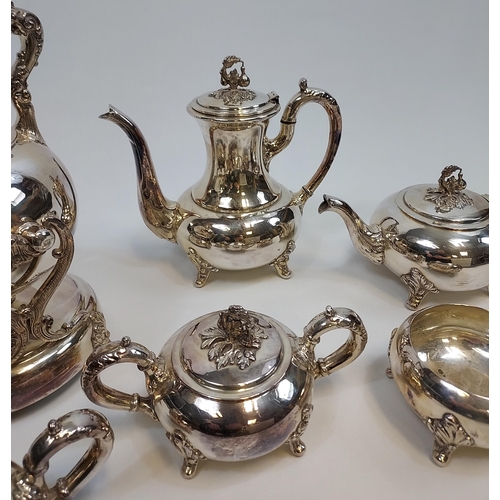 478 - A Six piece silver on copper tea/ coffee service with a spirit kettle