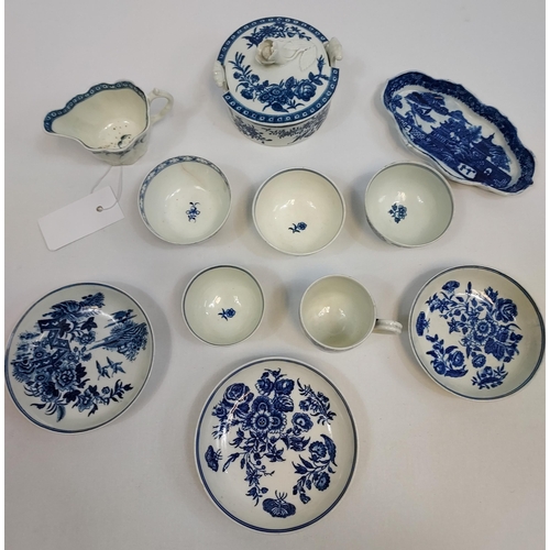 479 - A Collection of English blue and white porcelain 18th century. Variously marked, Comprising various ... 