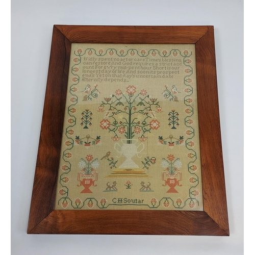 484 - A 19th century framed sampler by C H Soutar. [56x44cm]