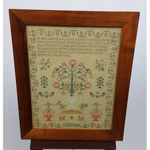 484 - A 19th century framed sampler by C H Soutar. [56x44cm]