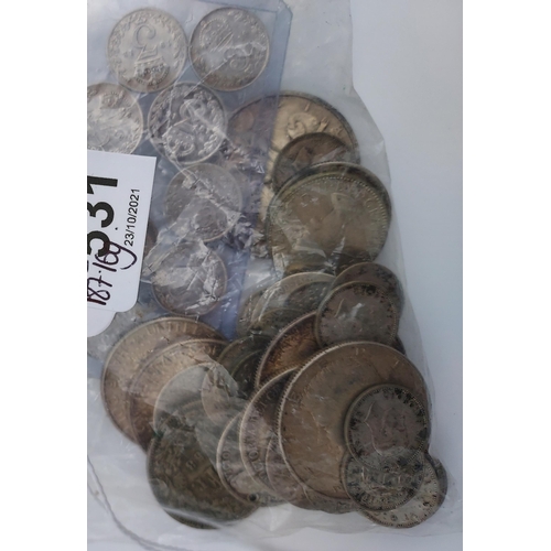 531 - A Collection of silver Victorian and later coins.