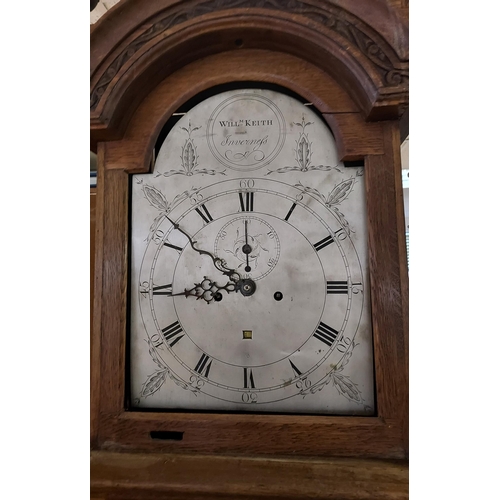 57 - A Unique Antique long cased grandfather clock depicting a hand carved casing which shows Richard Coe... 