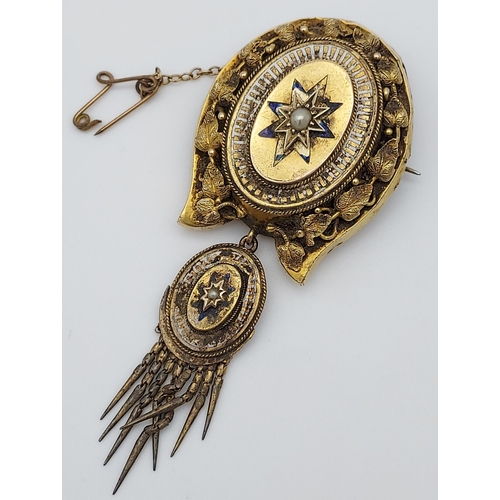 75 - A Victorian Yellow metal mourning brooch. [11.68grams]