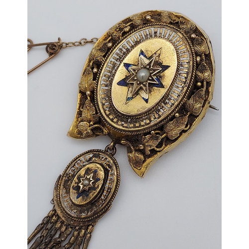 75 - A Victorian Yellow metal mourning brooch. [11.68grams]