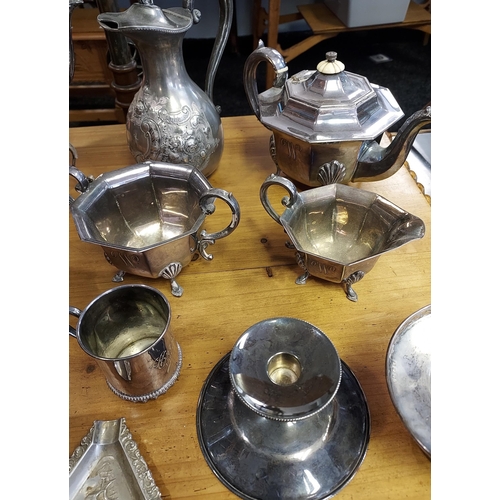 78 - A Collection of silver plate and E.P Wares to include silver tazza dish, Picquot ware tea and coffee... 