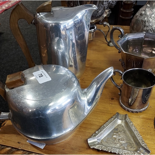 78 - A Collection of silver plate and E.P Wares to include silver tazza dish, Picquot ware tea and coffee... 