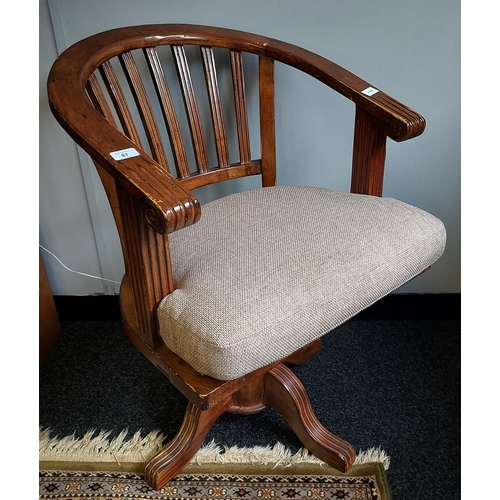 87 - Antique pine style captains chair.