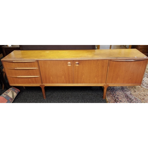 90 - A Mid century Teak pedestal sideboard produced by A.H. McIntosh & co Ltd. [76x213x45cm]