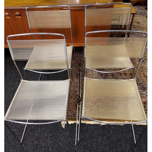 92 - A Set of four 1970'S Chromed Spaghetti chairs. Possibly Italian made.