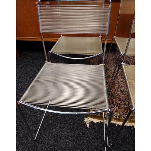 92 - A Set of four 1970'S Chromed Spaghetti chairs. Possibly Italian made.