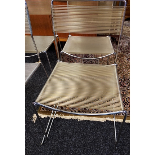 92 - A Set of four 1970'S Chromed Spaghetti chairs. Possibly Italian made.