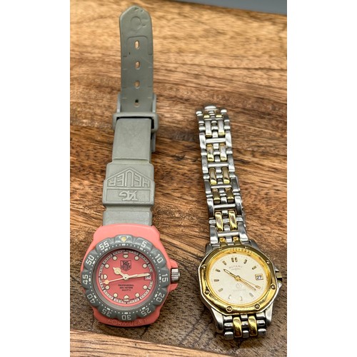 20 - A Ladies Formula 1 Tag Heuer Pink and Grey ladies watch. Serial Number 360.508. Together with a ladi... 