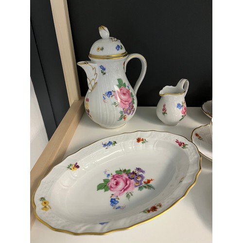 150 - Dresden floral design coffee set [13 piece] together with Royal Worcester cup and saucer trio [6 pie... 