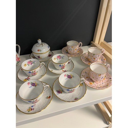 150 - Dresden floral design coffee set [13 piece] together with Royal Worcester cup and saucer trio [6 pie... 