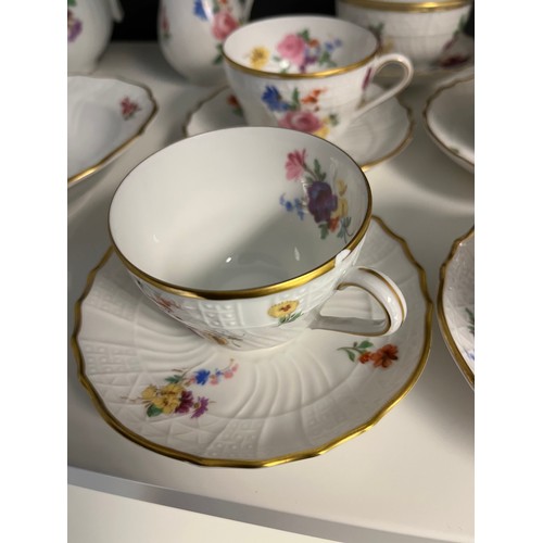 150 - Dresden floral design coffee set [13 piece] together with Royal Worcester cup and saucer trio [6 pie... 