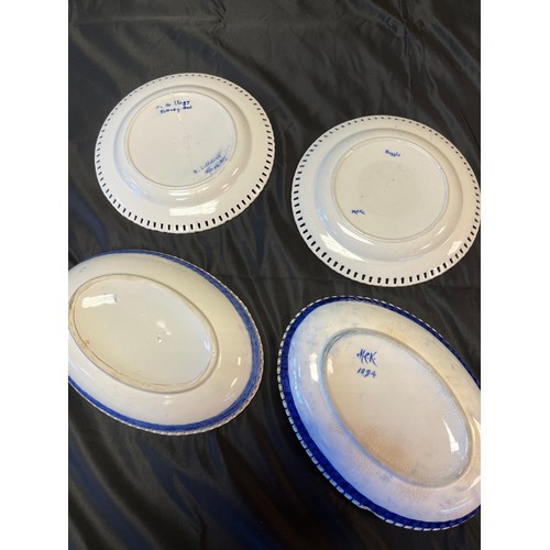 138A - Two 19th century Chinese Famille rose plates, Mintons blue and white plates and bowls. One signed Da... 