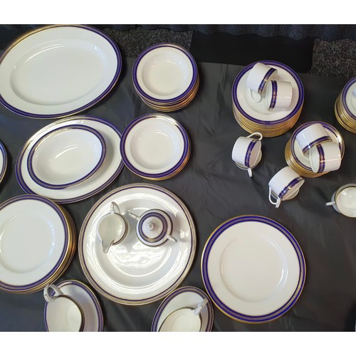 150A - A Large Coalport gilt and blue trim dinner/ coffee service. 'Blue Wheat'