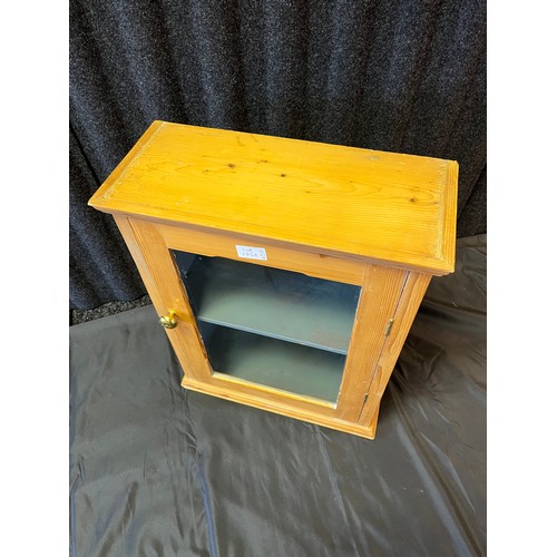 175A - A Vintage pine glass front wall cabinet. [54x43x18cm]