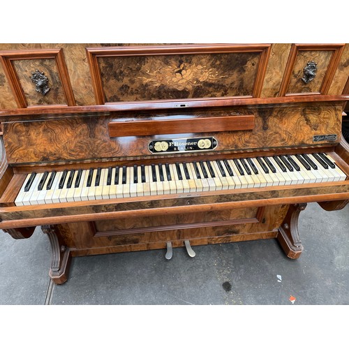 55 - Antique Burr Walnut F. Rosener Berlin upright piano.