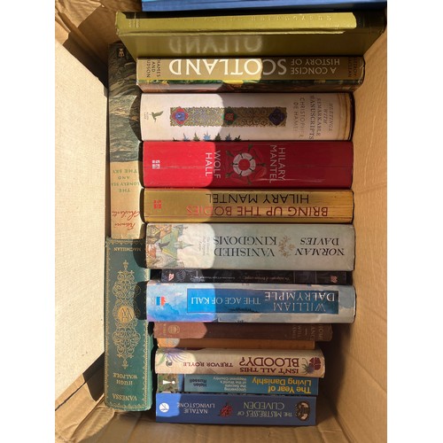 138 - A Lot of four boxes of mixed genre books to include Vanessa by Hugh Walpole, The Norse Myths, The Is... 