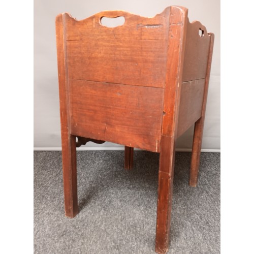 262 - 19th cent cabinet, the carved gallery tray above two doors and a carved apron, raised on square legs... 