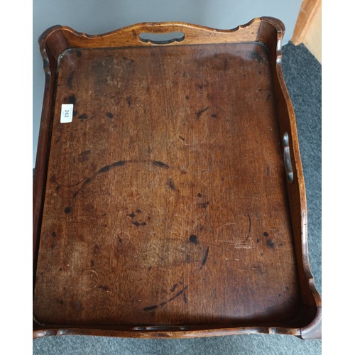 262 - 19th cent cabinet, the carved gallery tray above two doors and a carved apron, raised on square legs... 