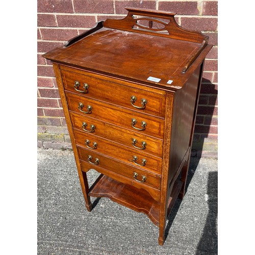 274 - An early 20th century mahogany 5 drawer music cabinet chest. Designed with brass swing handles. [98x... 