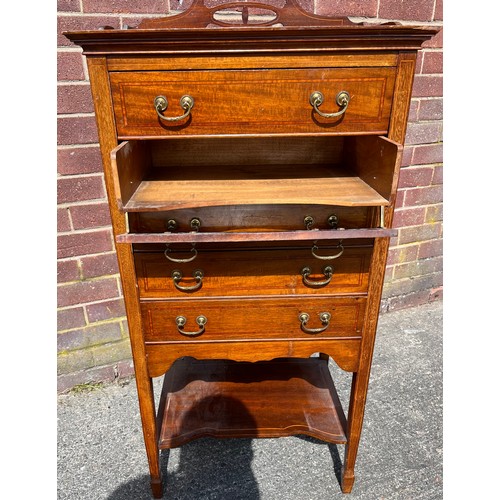 274 - An early 20th century mahogany 5 drawer music cabinet chest. Designed with brass swing handles. [98x... 