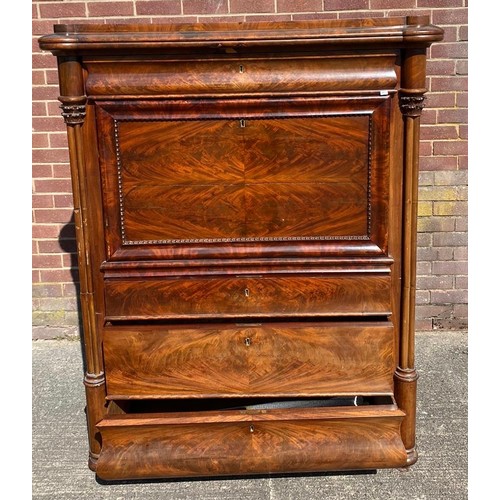 285 - A 19th century chest with fall-front secretary desk, Danish.
The single drawer above a fall-front de... 