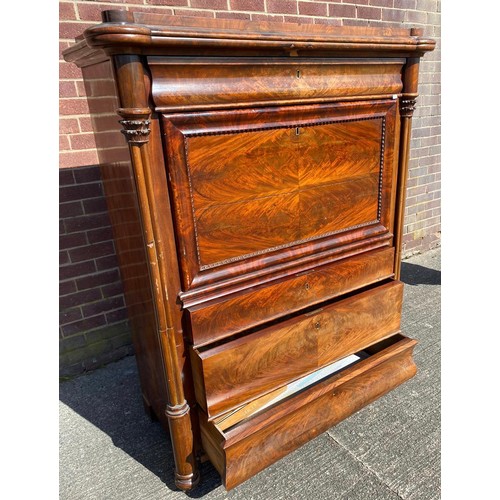 285 - A 19th century chest with fall-front secretary desk, Danish.
The single drawer above a fall-front de... 