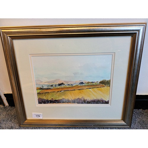 176 - Pair  of watercolours/pastel one depicting 'Geilston Fields' by Artist Irene Taylor
[45x38cm] [44x37... 