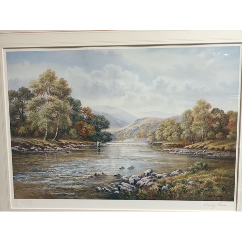 181 - Print 224/850 by Wendy Reeves depicting a fishing river scene. [63x78cm]