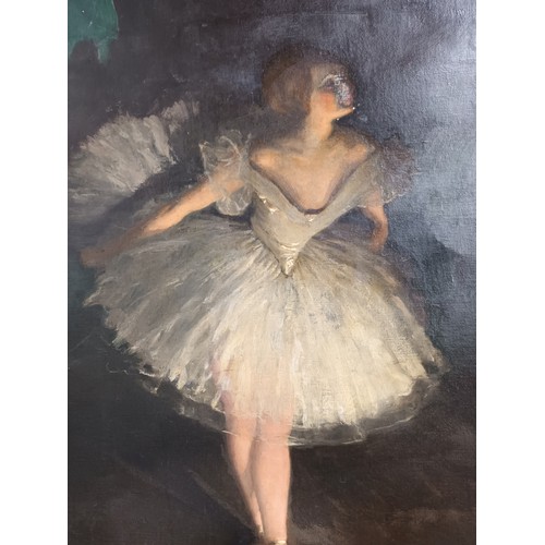 192 - Antique oil painting on canvas depicting a ballerina, Signed by the artist to the bottom left corner... 