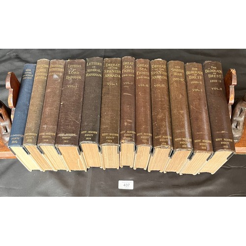 437 - A Collection of Navy Records Society books to include Defeat of the Spanish Armada, Great Sea Fights... 