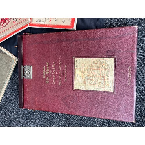 436 - A Large quantity of Ordanance road maps and various other books to include The Times 10Sheet. Contou... 