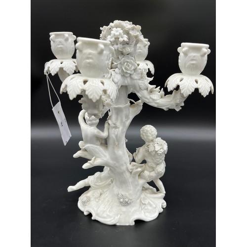 401 - Antique Blanc de Chine Candelabra, Meissen style [31cm high]