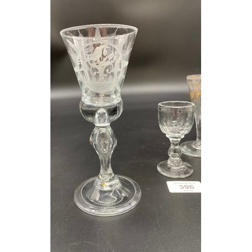 396 - A Lot of three 19th century drinking glasses