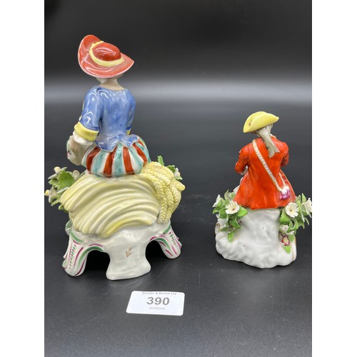 390 - A Collection of antique Chelsea pottery figures