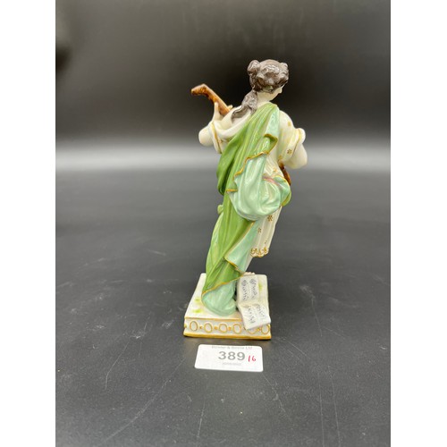 389 - A 19th century Meissen lady figurine playing a mandolin. [16cm high]