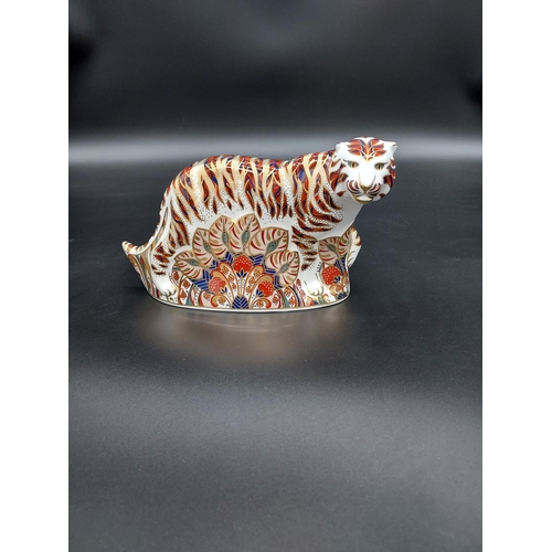 152A - Royal Crown Derby Bengal Tiger, has gold button and  comes with original box.