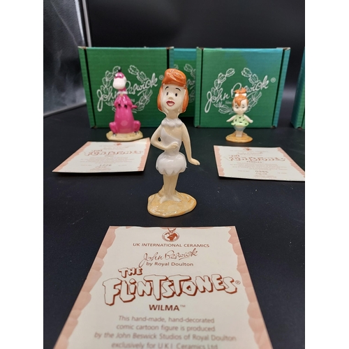 161A - A Set of six Beswick limited edition Flintstones figures. Comes with certificates and boxes.