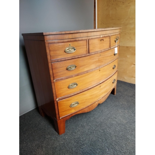 298 - Antique 19th century three over three bow front chest of drawers. [As found in areas] [109x121x60cm]