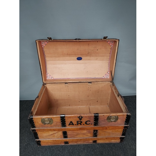 300 - Antique Saratoga dome top trunk. Marked A.R.C. Produced by Joseph Moffat of Arbroath. [61x87x51cm]