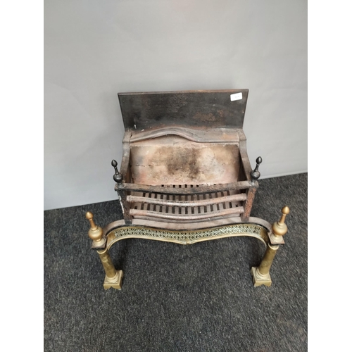 304 - Antique heavy brass and cast metal fire insert. [69x66x47cm]