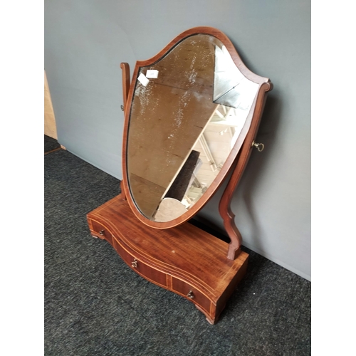 306 - A 19th century serpentine front table top mirror. Mirror is shaped in the form of a shield. [68x55x1... 