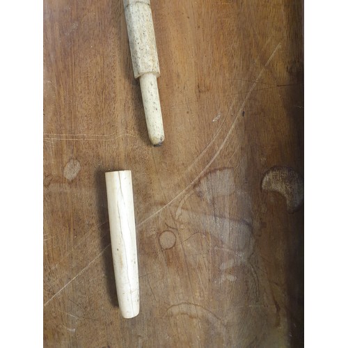 261 - A 19th century bone walking cane with yellow metal top. [As Found] [90cm length]