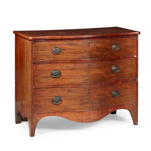 327 - Late George III Mahogany Serpentine chest of drawers early 19th century, with three long drawers abo... 