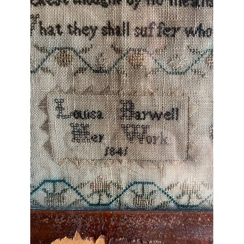 372 - A 19th century sampler- Louisa Barwell 1841. [Frame 47x36cm]