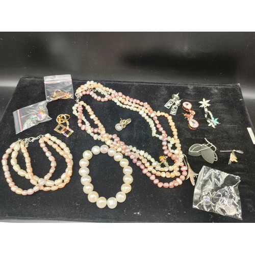 8 - Selection of fresh water pearls together with selection of earrings and other jewellery items