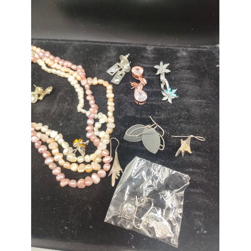 8 - Selection of fresh water pearls together with selection of earrings and other jewellery items